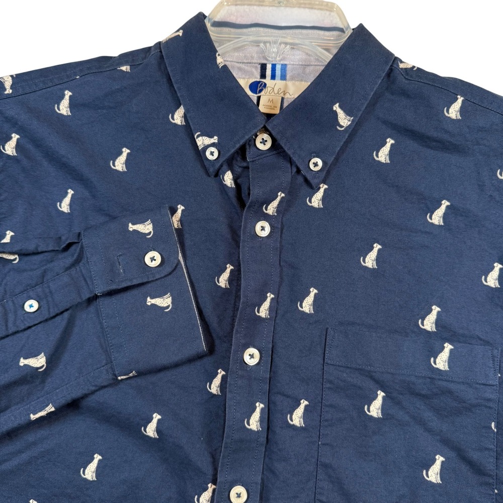 Boden Button Down Shirt Mens Medium Navy Blue Dog Print Dalmatian Cotton